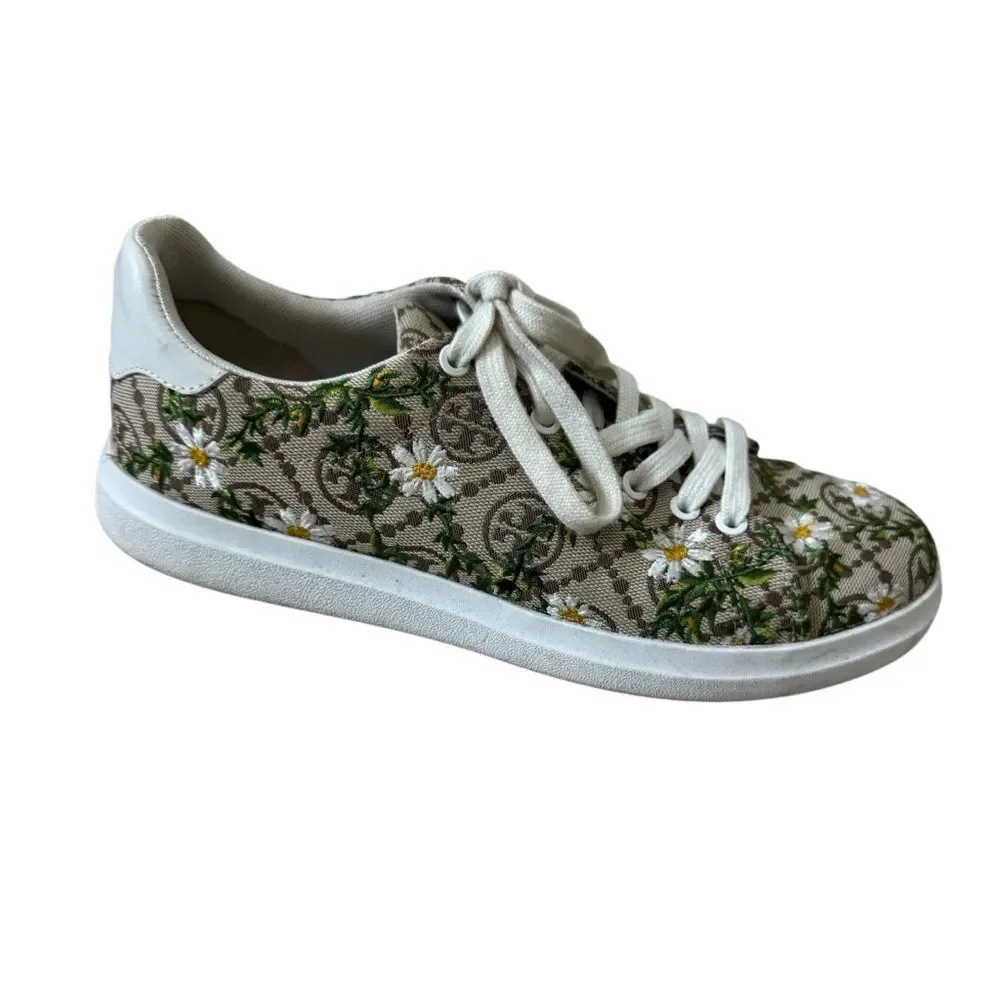 Tory Burch Women's T Monogram Howell Floral-embroidered Sneakers Size 7